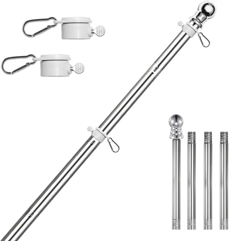 Wall Hanging Outdoor 18 M 6ft Five Sections Stainless Steel Flagpoles