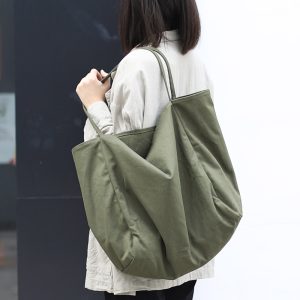 Mori Artistic Canvas Shoulder Bag Casual Retro Solid Color Tote