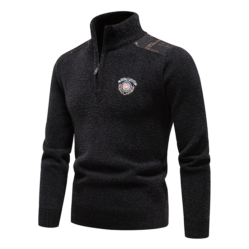 Velvet Stand Collar Thickened Men's Clothing Sweater