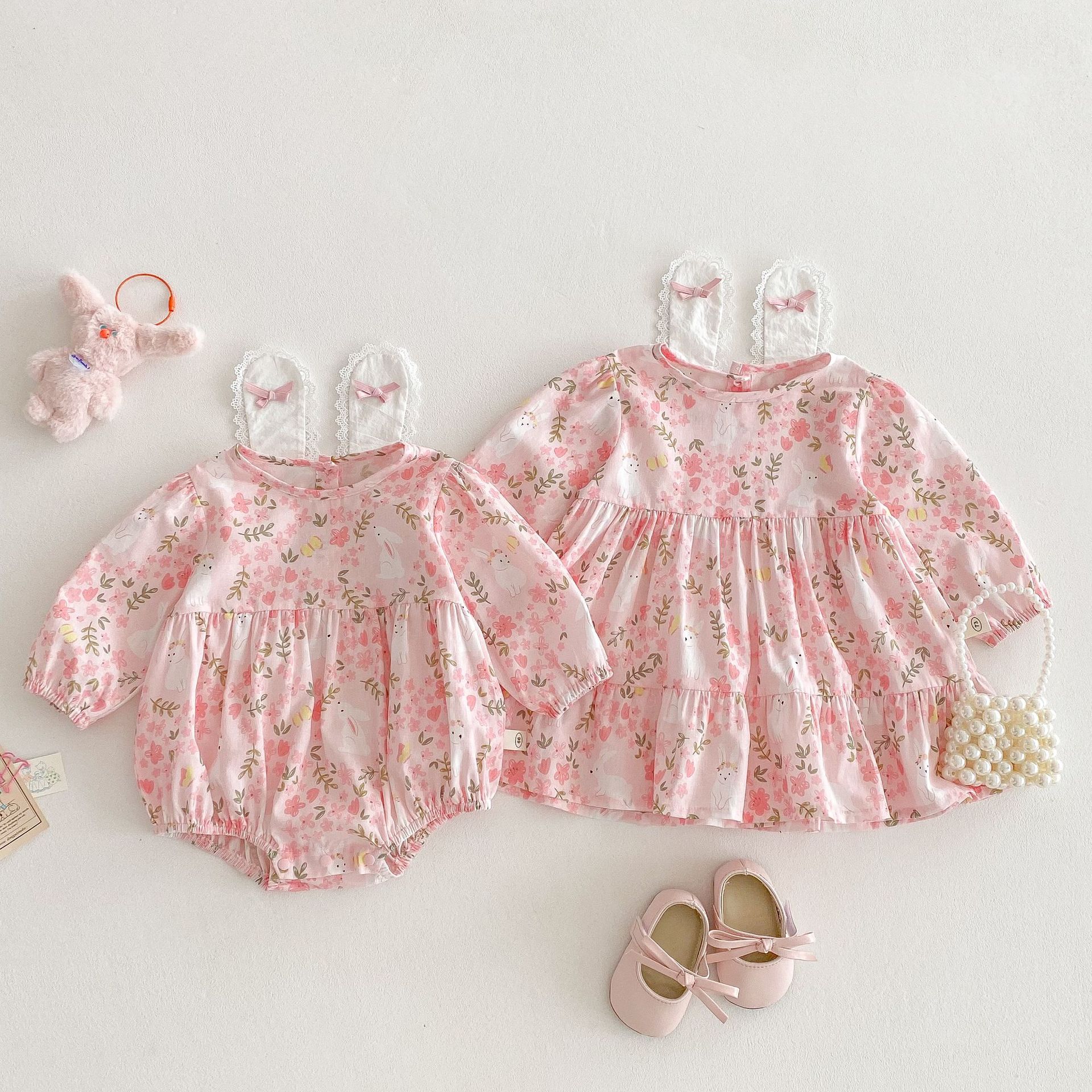 Baby Floral Onesie Rabbit Jumpsuit