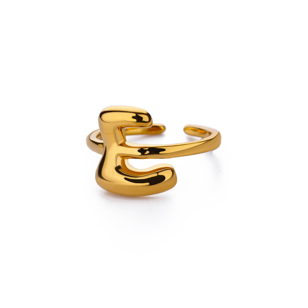 Cute Bubble Letters Ring Gold 18K Gold Plated Ring