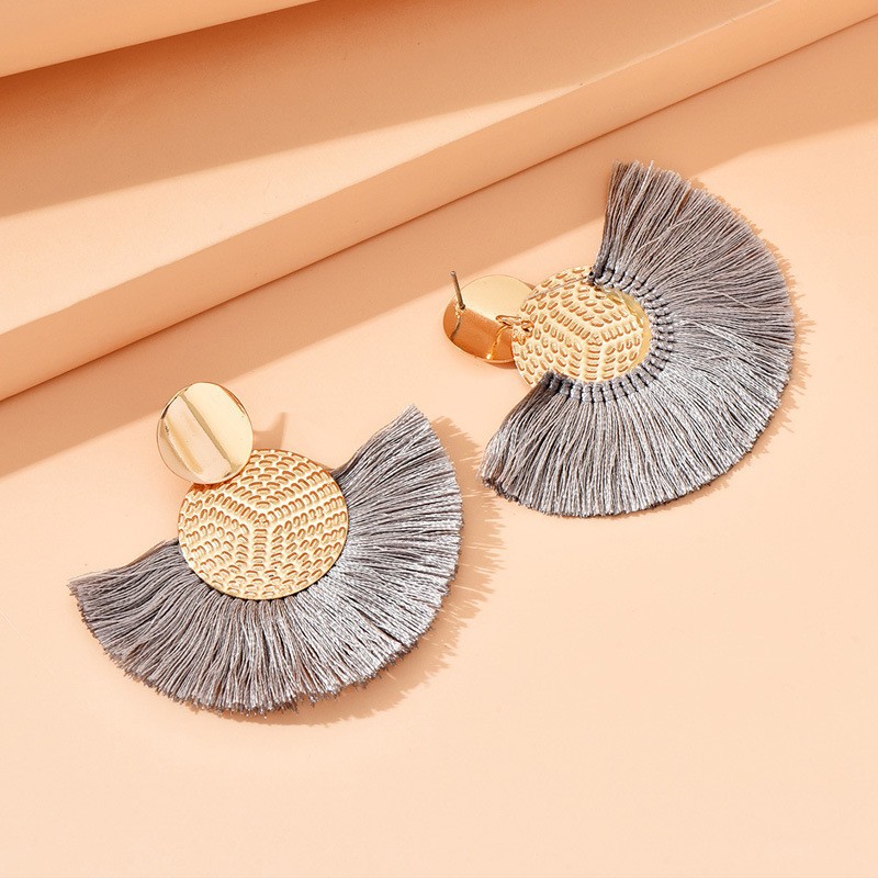 European And American Bohemian Style Earrings Fan-shaped Tassel Earrings