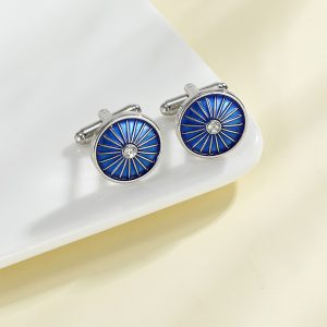 Round Line Blue Dripping Cufflinks Men's French Shirt Accessories