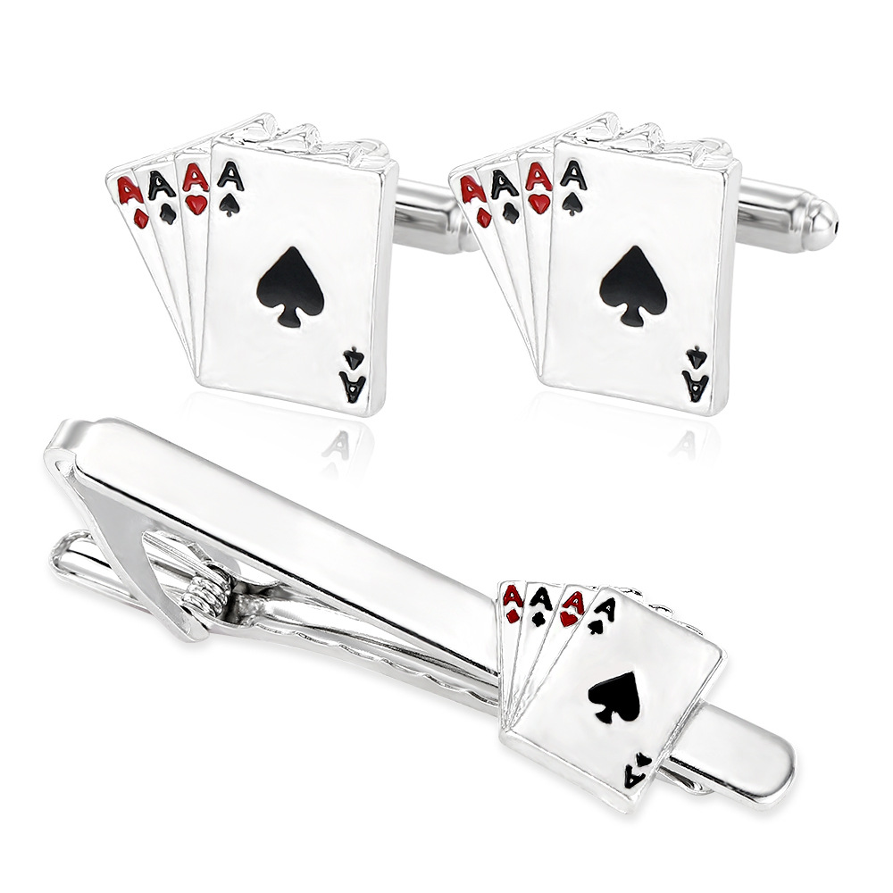 Poker Cufflinks Business Shirt Cufflinks Tie Clip