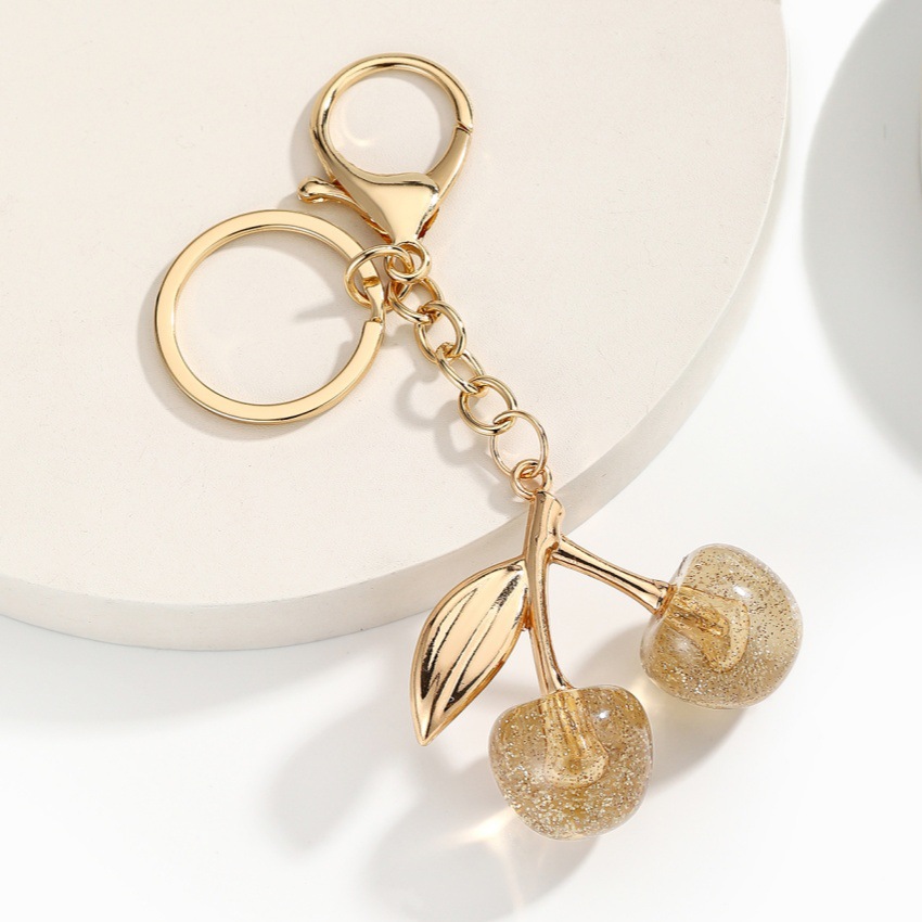 Glitter Transparent Large Cherry Keychain Pendant