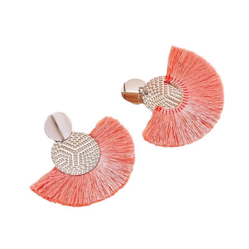 European And American Bohemian Style Earrings Fan-shaped Tassel Earrings