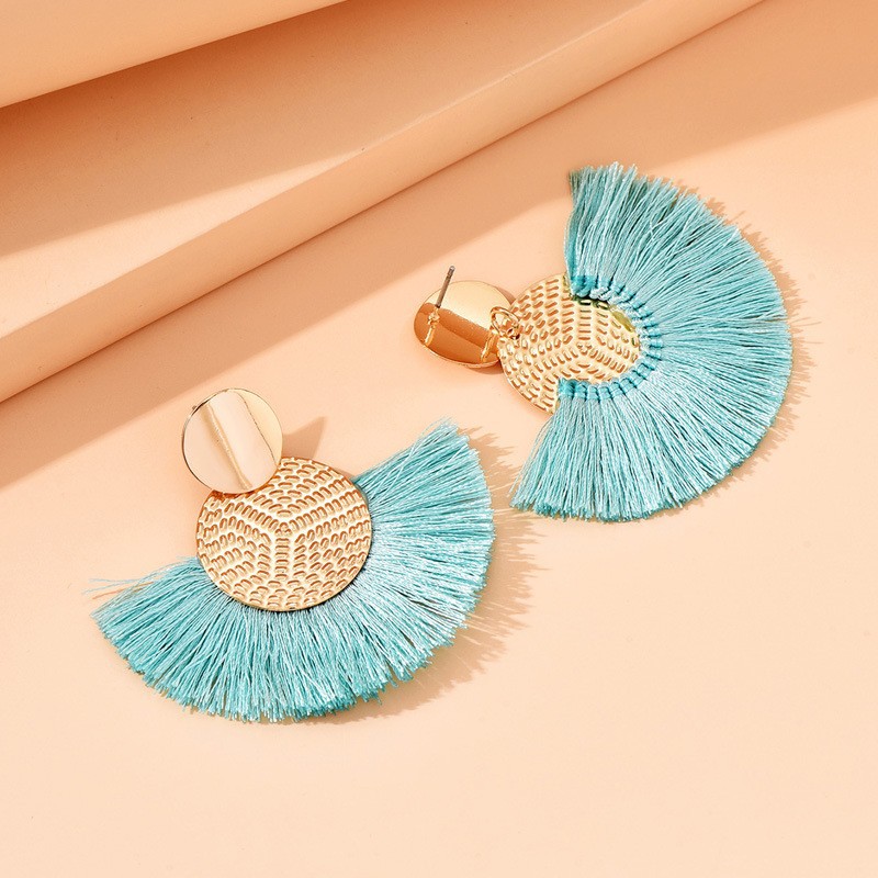 European And American Bohemian Style Earrings Fan-shaped Tassel Earrings
