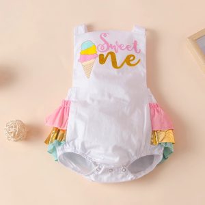Color Ice Cream Skirt Lace-up Baby Bodysuit Triangle Rompers