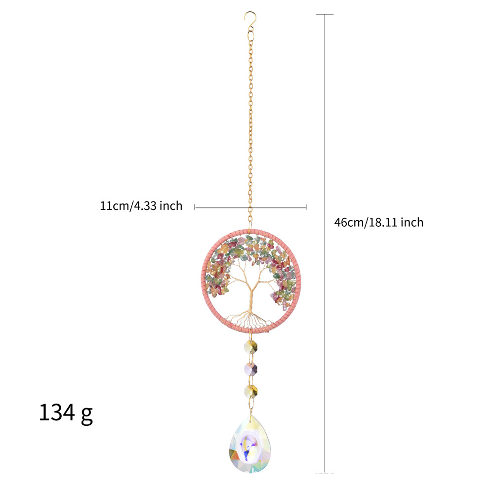 Four Colors Natural Crystal Lucky Tree Sun Catcher Crystal Wind Chimes