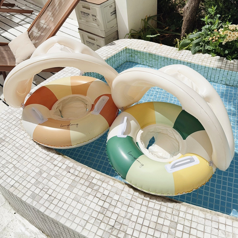 Swimming Ring Boat Sun Shade Pedestal Ring Striped Water Equipment