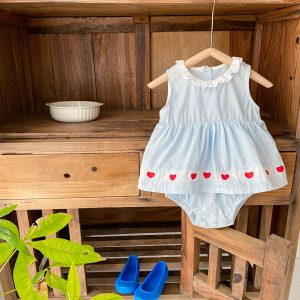 Children's Cotton Stitching Love Breathable Jumpsuit
