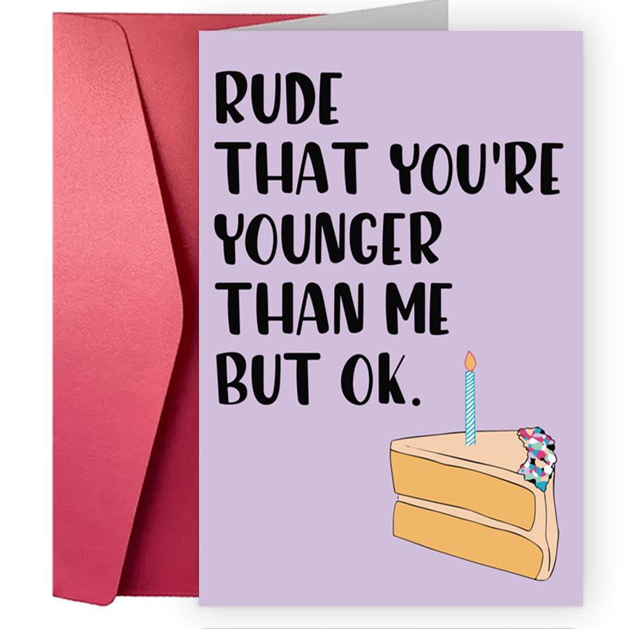 Birthday Greeting Card Funny Greeting Card Funny Text Cartoon Greeting Card