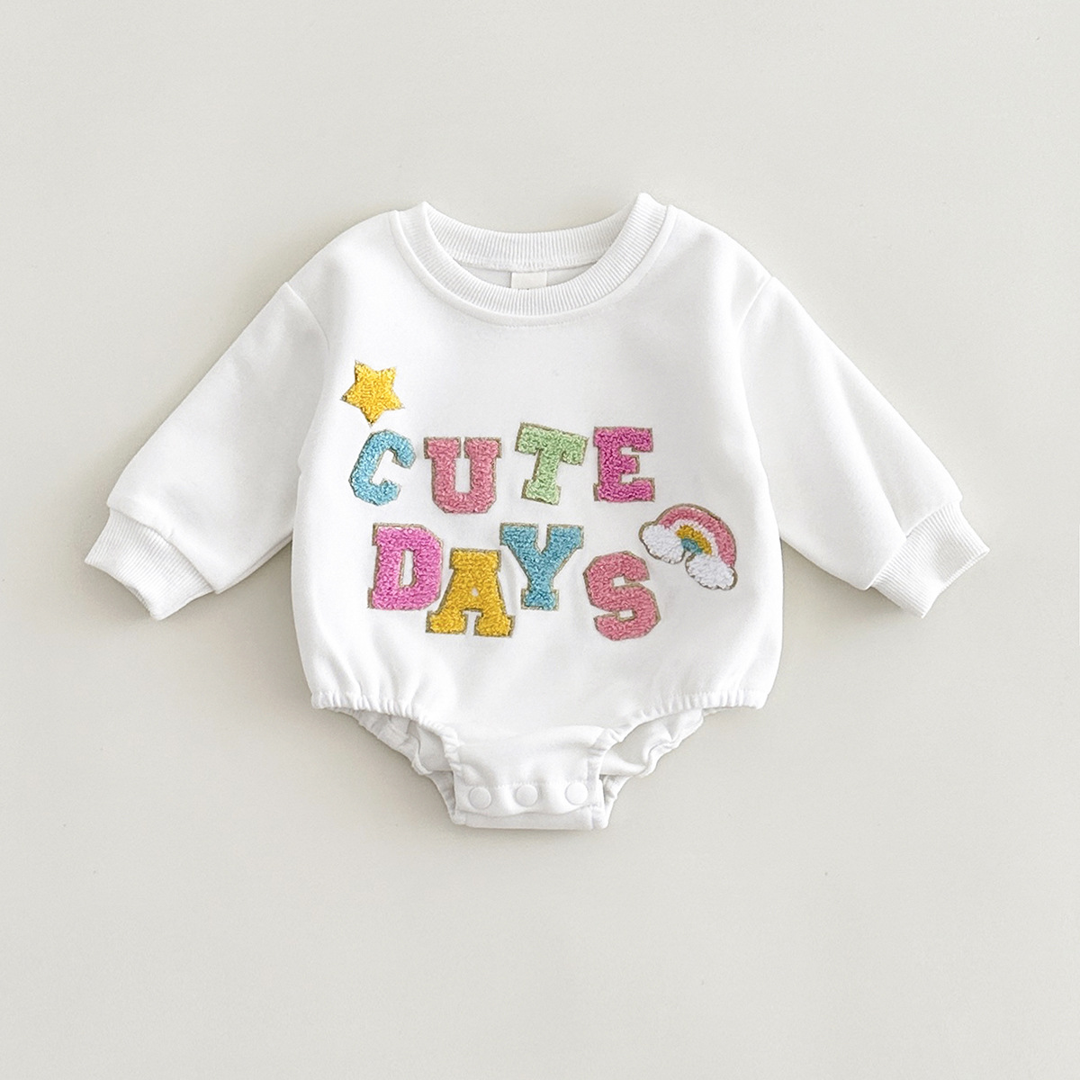 Newborn Long-sleeved Thickened Cartoon Color Alphabet Embroidery Romper Jumpsuit