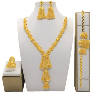 24k Gold-plated Necklace Bracelet Earrings Suit