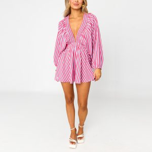 Shirt Slimming Casual Loose Deep V Wide Leg Short Jumpsuit