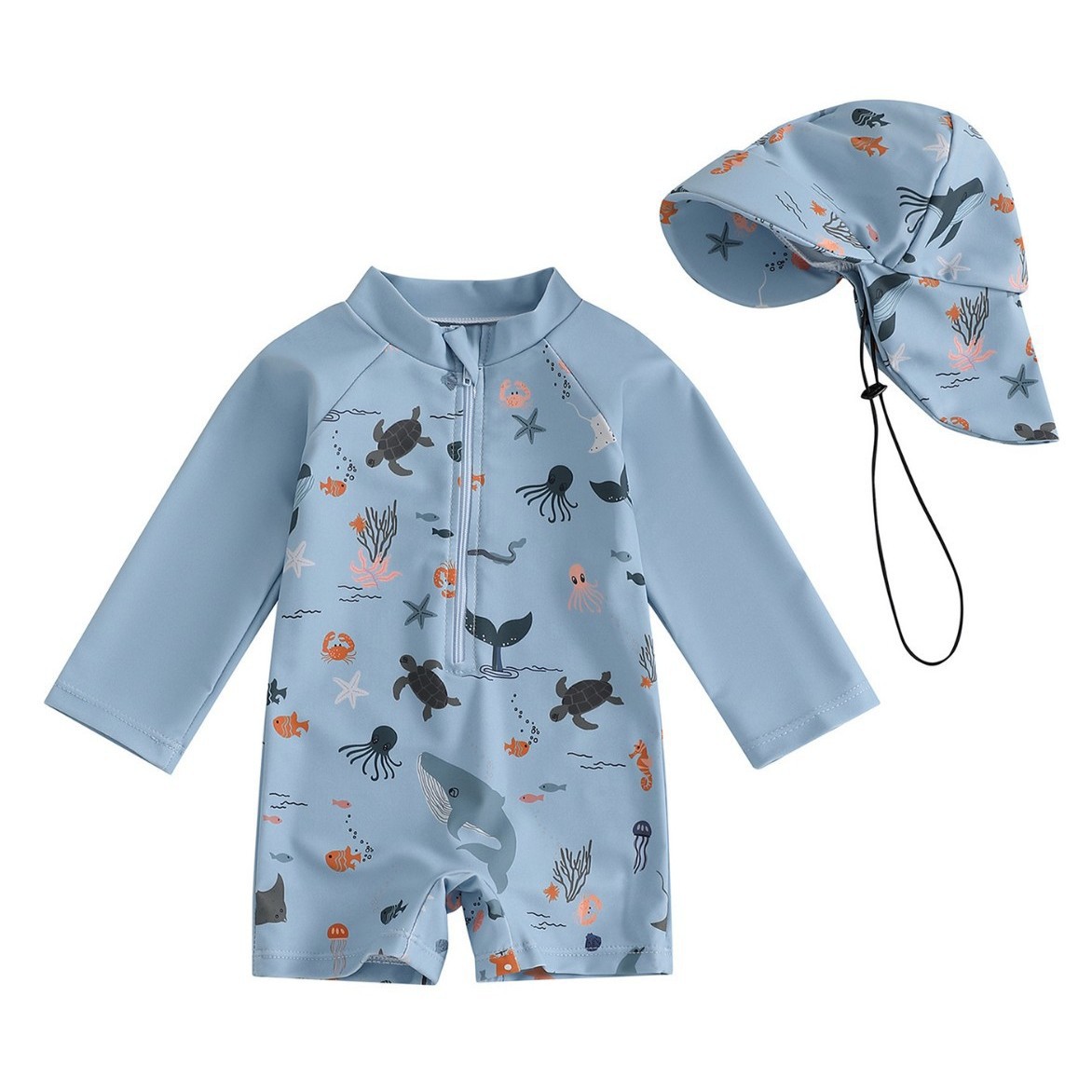 Hat One-piece Long Sleeves Children's Swimsuit
