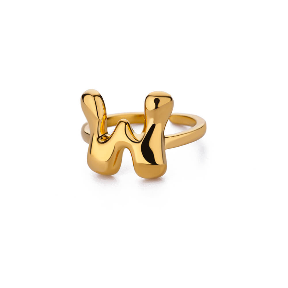 Cute Bubble Letters Ring Gold 18K Gold Plated Ring