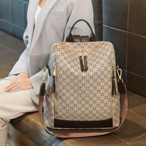 Large Capacity Simple All-matching Printed Retro Anti-theft Travel Crossbody Backpack