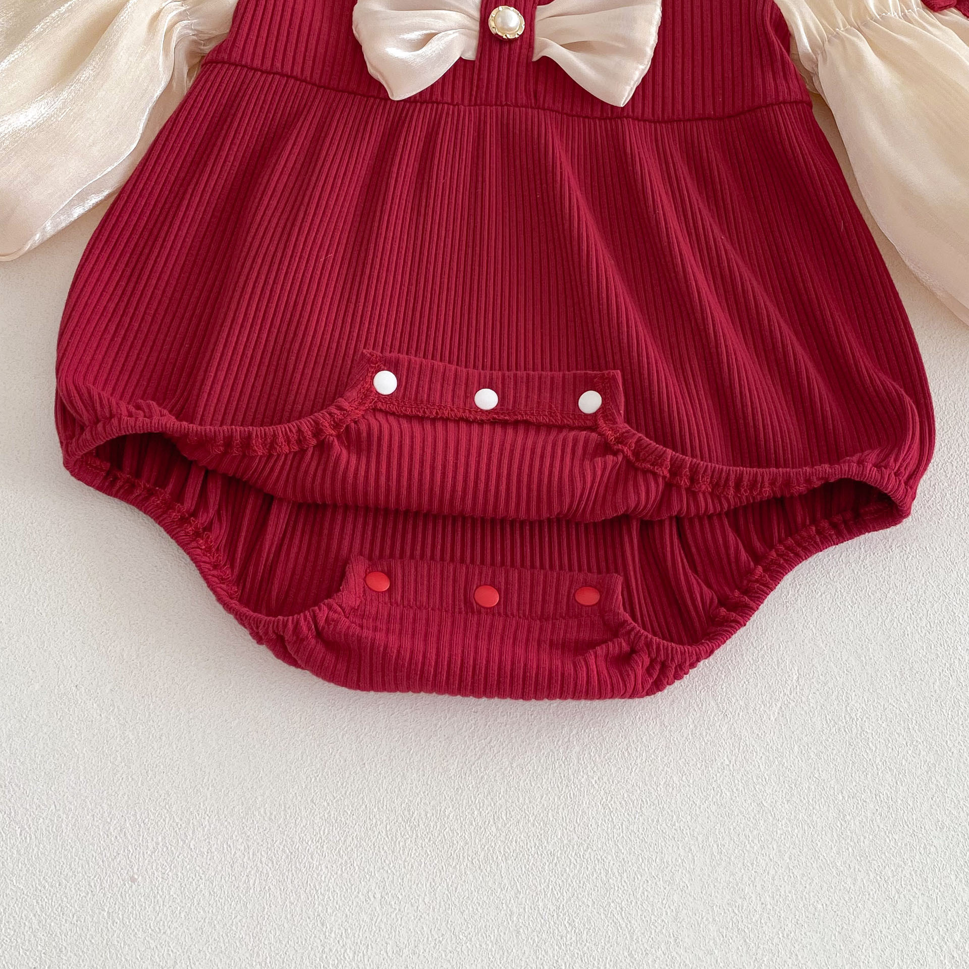 Baby Jumpsuit Bow Puff Sleeve Bottom-covering Rompers