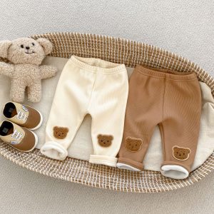 Comfortable Cute Bear Three-dimensional Embroidered Leisure Warm-keeping Pants
