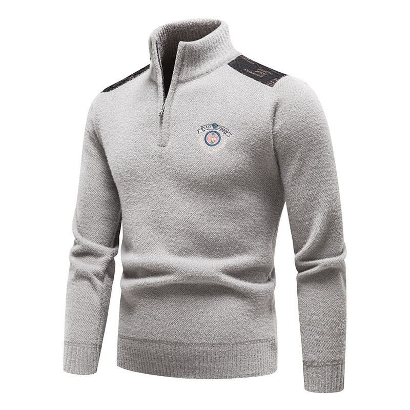 Velvet Stand Collar Thickened Men's Clothing Sweater