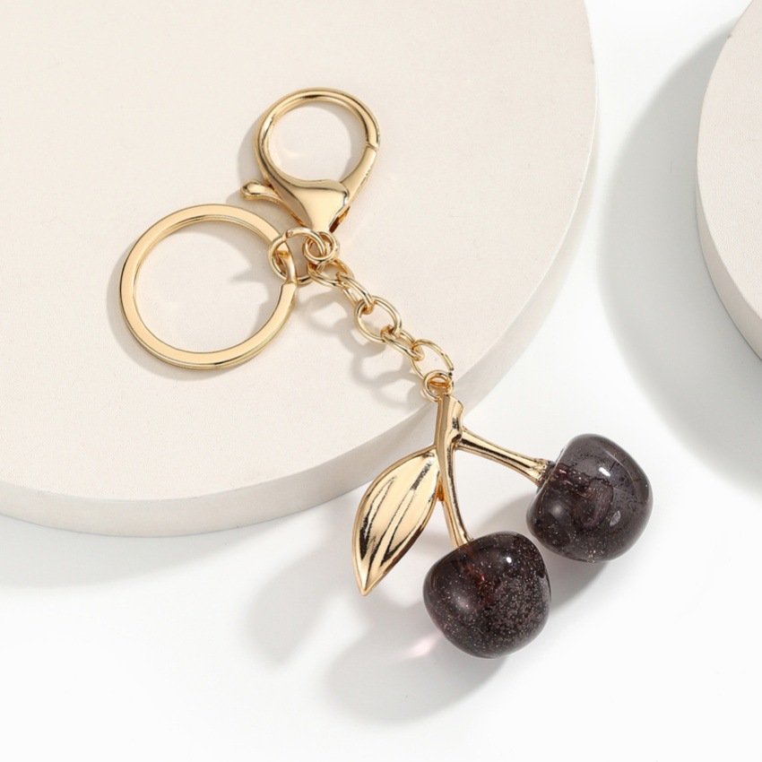 Glitter Transparent Large Cherry Keychain Pendant
