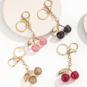 Glitter Transparent Large Cherry Keychain Pendant