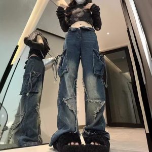 Spring And Autumn American Retro XINGX Jeans Women's Multi-pocket