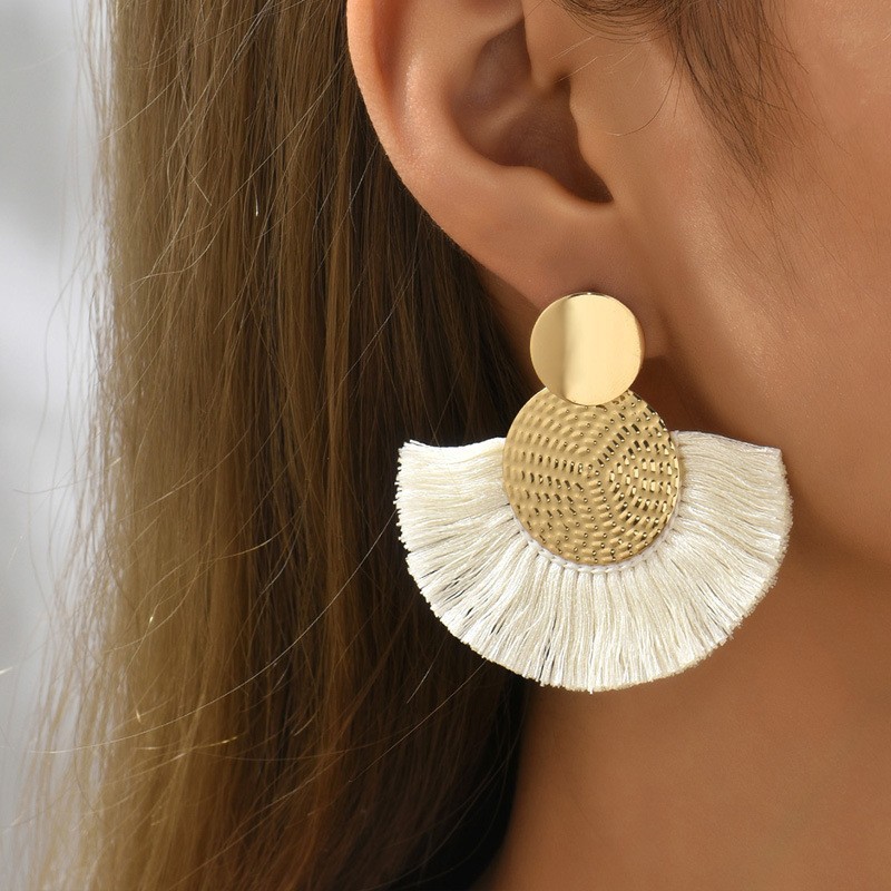 European And American Bohemian Style Earrings Fan-shaped Tassel Earrings