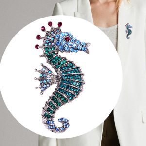 Full Diamond Seahorse Animal Brooch Men's Clothing Accessories Pin