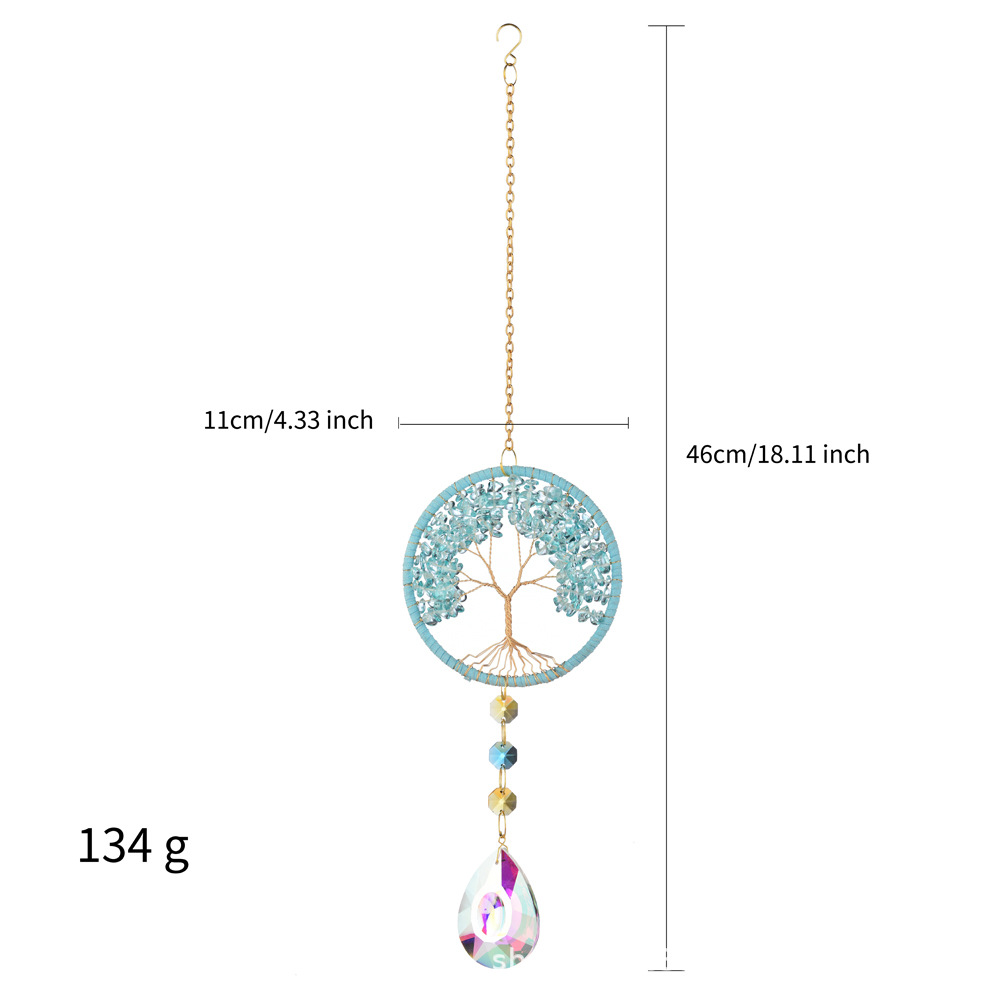 Four Colors Natural Crystal Lucky Tree Sun Catcher Crystal Wind Chimes