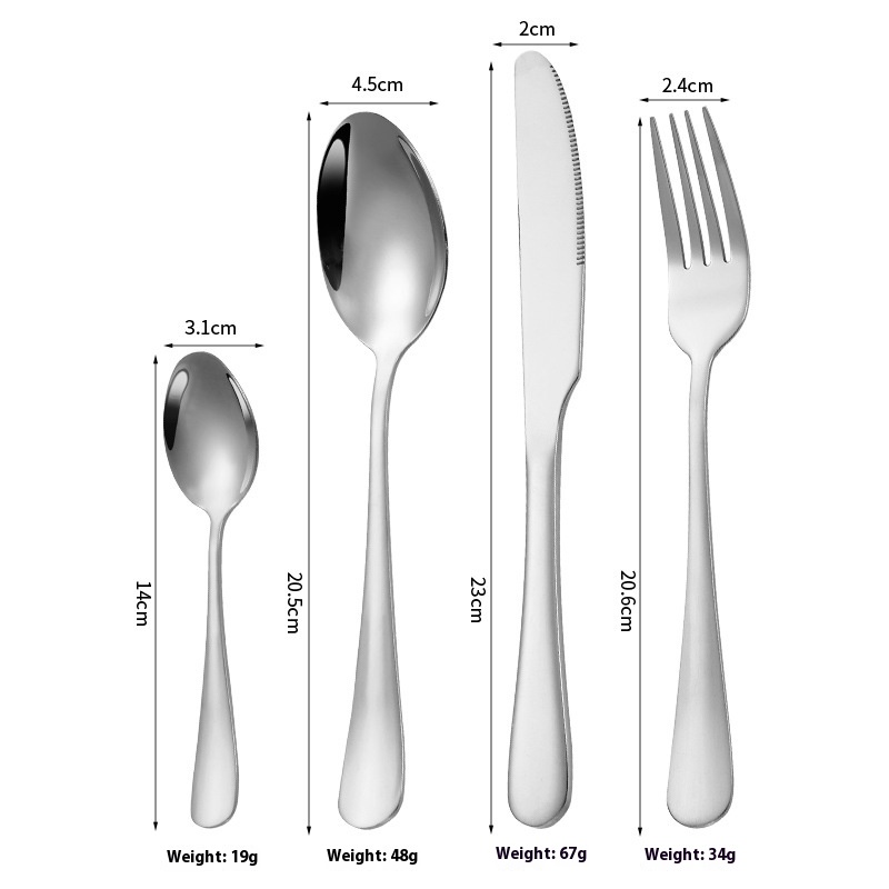 Stainless Steel Tableware 4 Pieces Knife, Fork And Spoon Suit