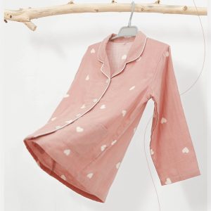 Spring And Summer All Cotton Gauze Cute Cartoon Long Sleeved Pajama Set For Boys And Girls