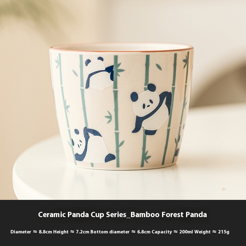 Home Creative Cartoon Panda Play Bamboo Teacup