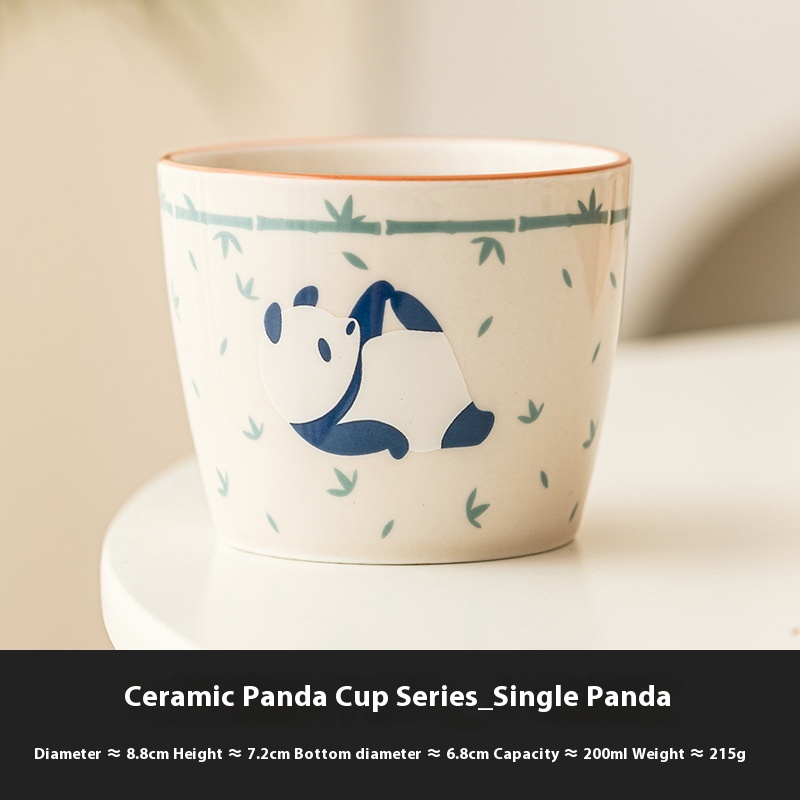 Home Creative Cartoon Panda Play Bamboo Teacup