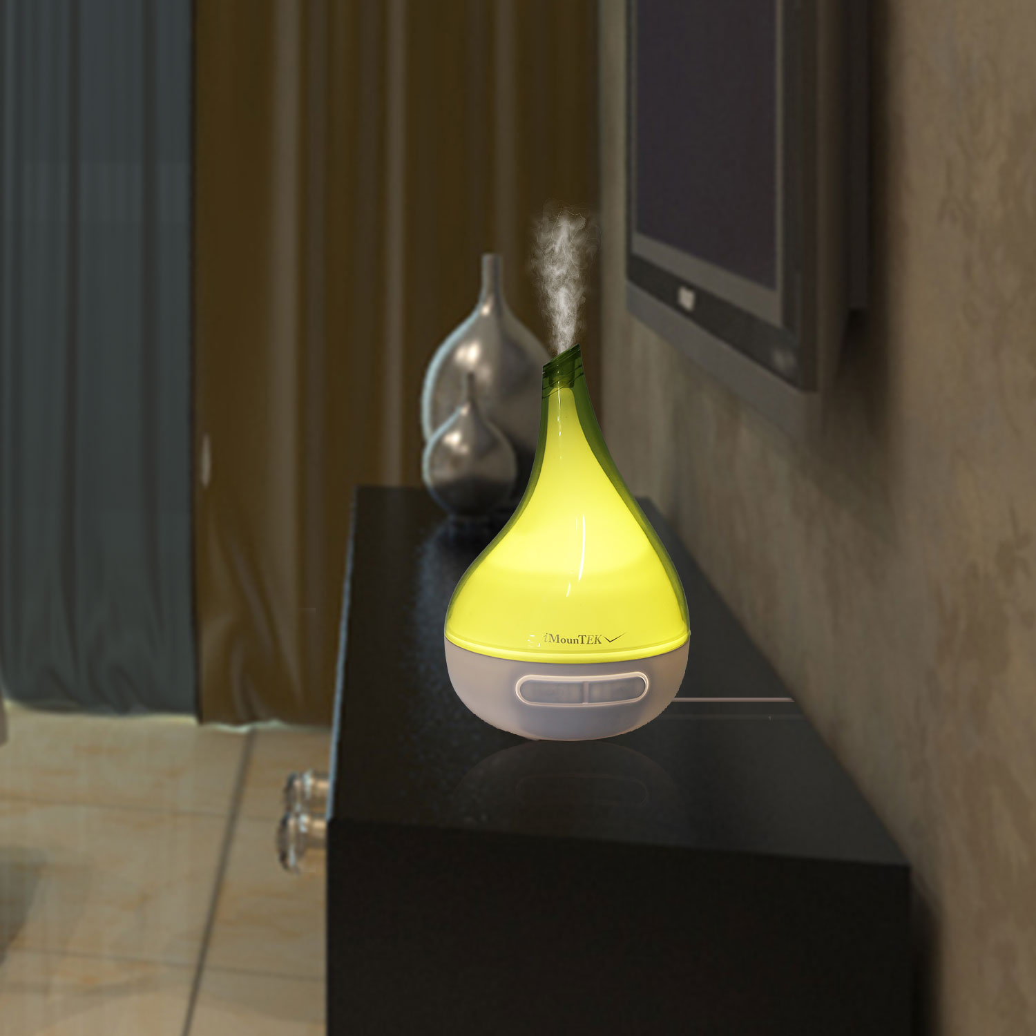 1Pc Drop Shaped Cool Mist Humidifier Ultrasonic Aroma Essential Oil Diffuser With LED Light For Office Home Room Vehicle Study Yoga Spa