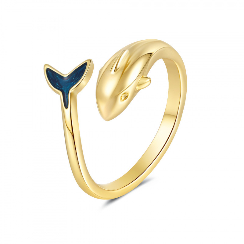 Blue Epoxy Fishtail Ring Women's Fantasy Mori Sweet Temperament Ocean