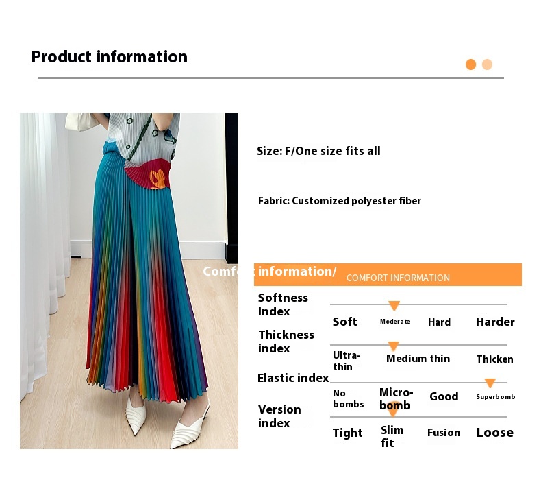 Niche Gradient Pleated Loose All-matching Slimming Wide Leg Pants Skirt
