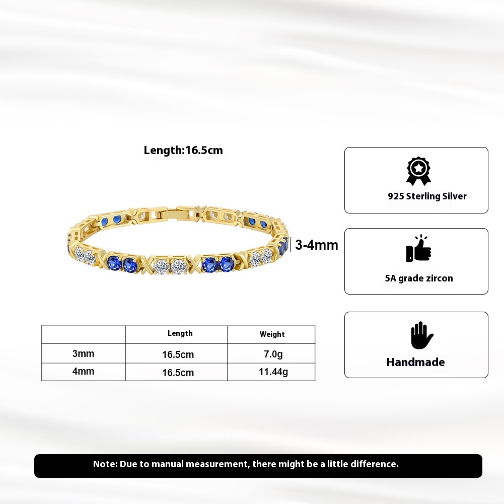 Hollow Cross Colorful Crystals Inlaid Open-ended Bracelet Sweet And Cool Temperament