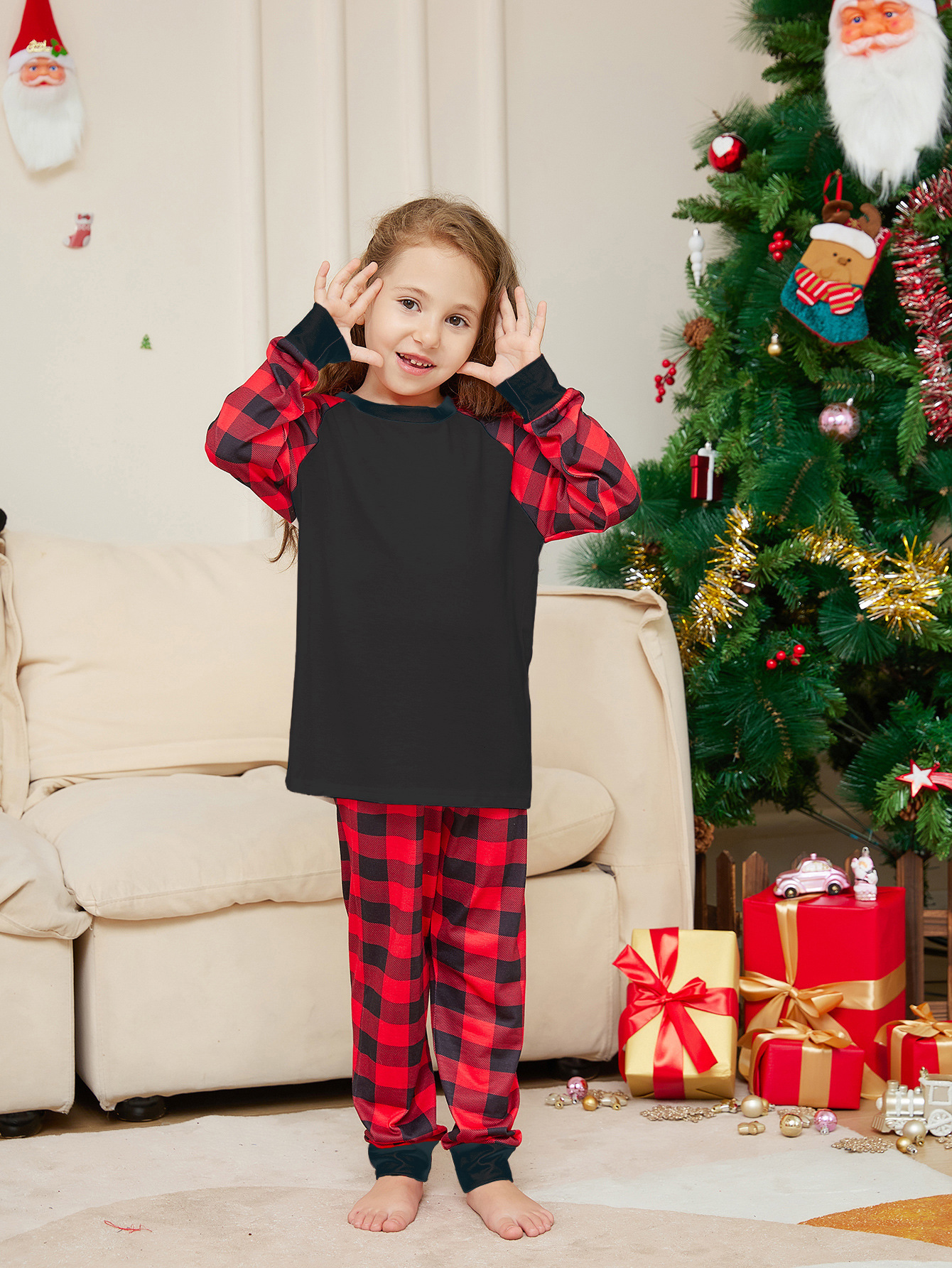 Plaid Printed Parent-child Pajamas Pajamas Suit