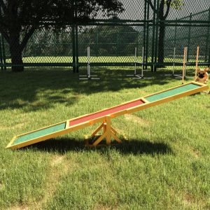 Wooden Dog Agility Seesaw, Training And Exercise Equipment, Weather Resistant, 71 L, Natural