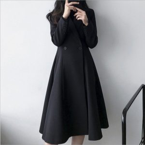 Autumn New Plus Size Women's Long Suit Trench Coat