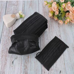 Disposable Face Mask For Adultsblack Colour Toolpieces 3-ply Oral Protection With Earring Adjustable