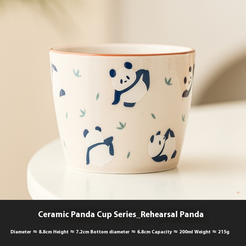 Home Creative Cartoon Panda Play Bamboo Teacup