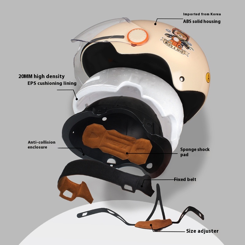 Cute Cartoon Windproof Sunscreen Electric Car Helmet