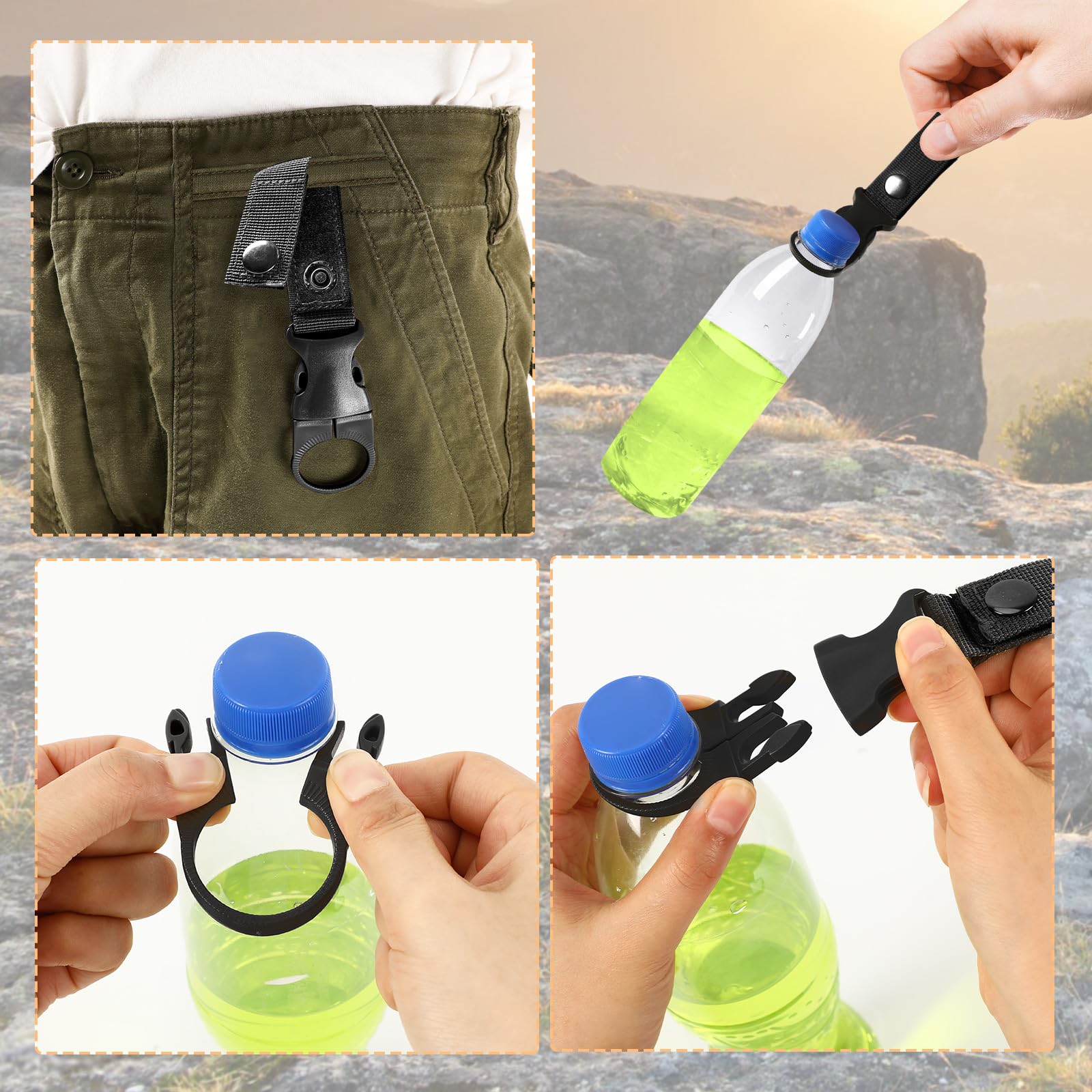 Plastic Bottle Holder Carabiner 4pcs Plastic Bottle Hook Portable Bottle Holder Plastic Bottle Carabiner Mountaineering Outdoor,132-8324-TJ