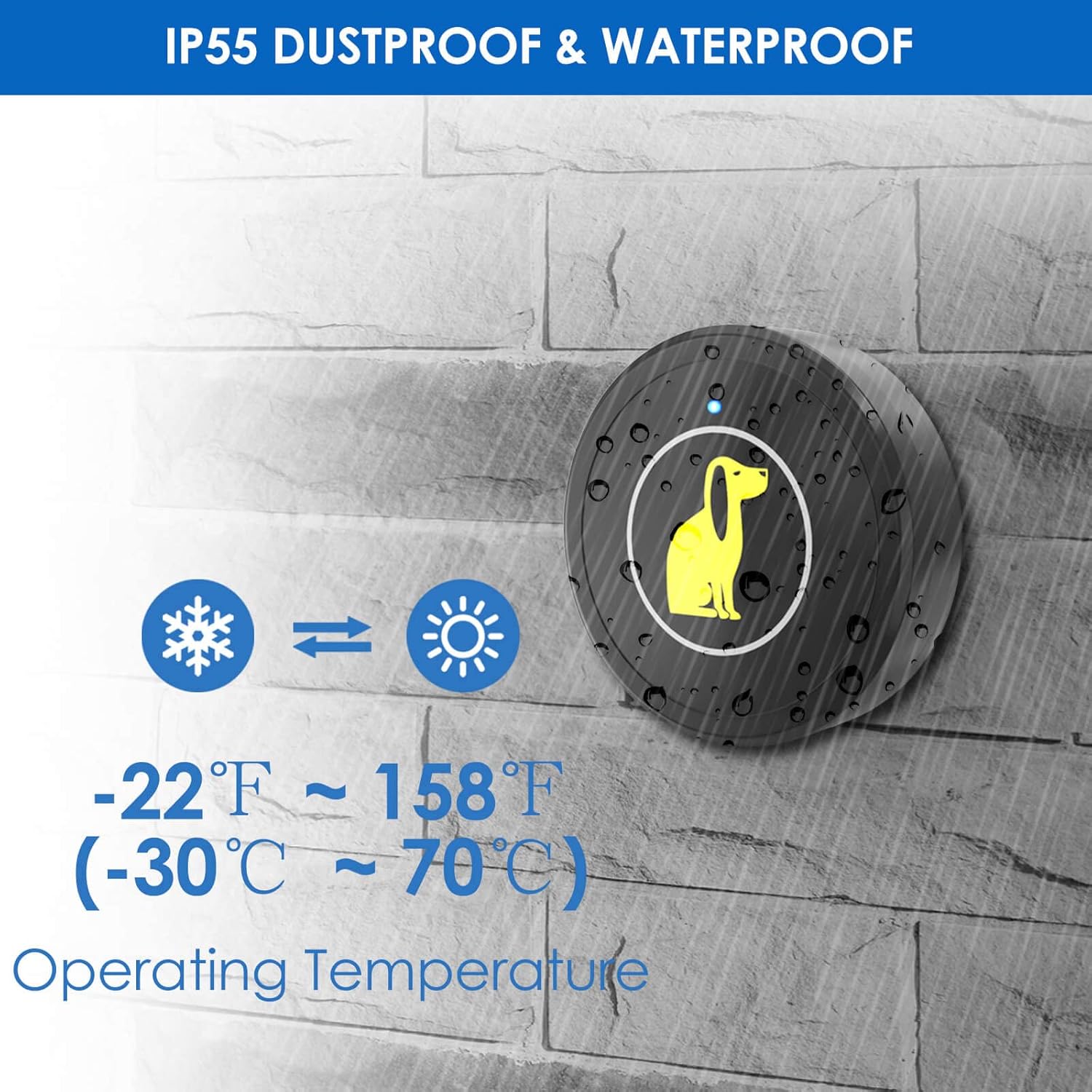 Dog Door Bell, Dog Bell For Training Doggie Door Bell For Dog Puppy Training Sliding Door,Go Outside Doorbell And Waterproof Touch Button