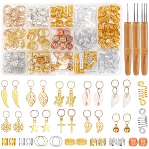 Pack Of 238 Dreadlocks Jewellery, Hair Rings, Hair Rings For Braids, With 3 Different Dreadlock Crochet Hooks, Metal, Gold, Silver, Braid Rings, Accessories For Braids Decoration,Amazon Is Banned