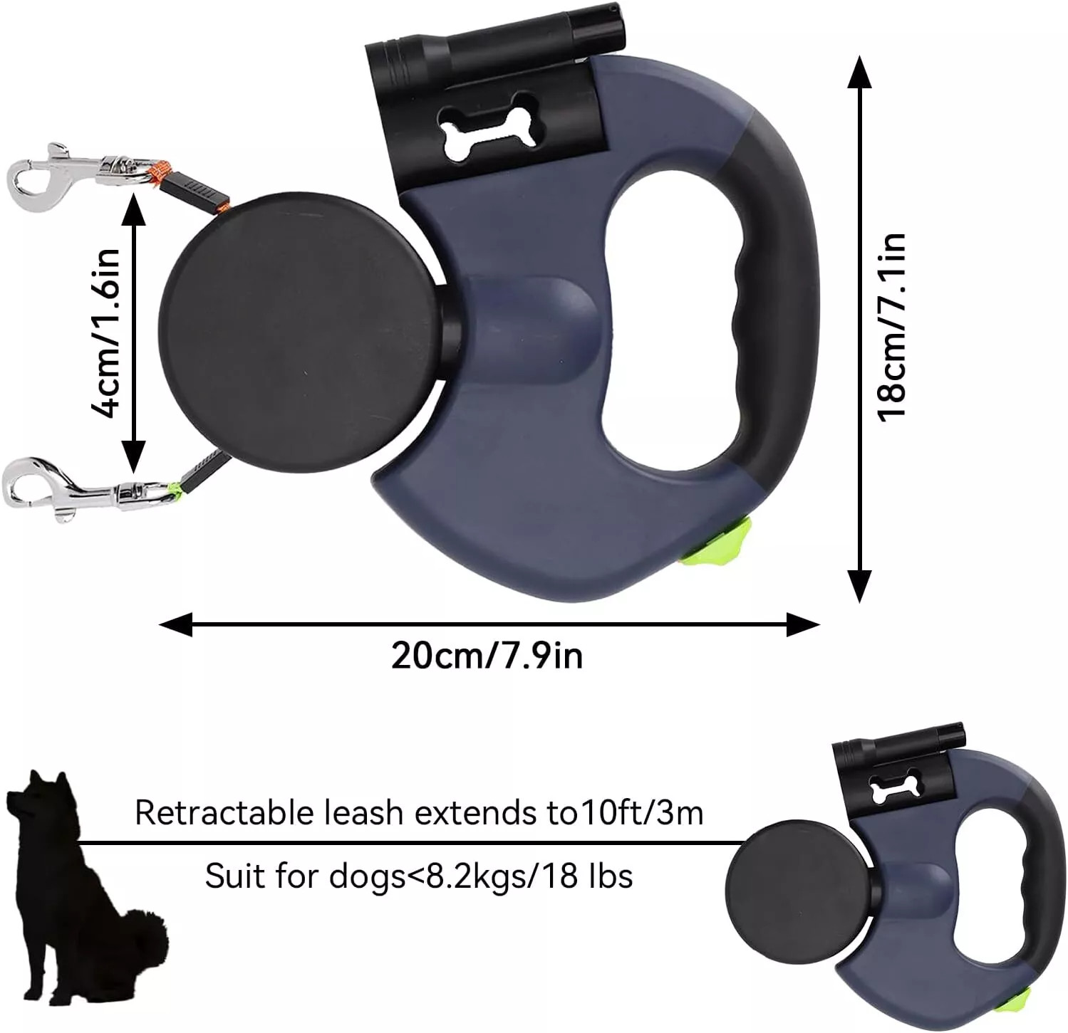 Retractable Lead Leash Double Dual Doggie 2 Dog 50 Pounds For Pet