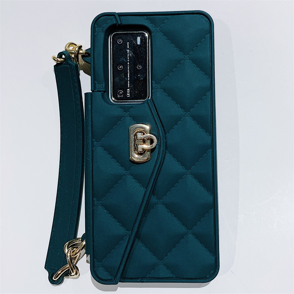 Fashionable Diagonal Chain Lanyard Silicone Phone Case